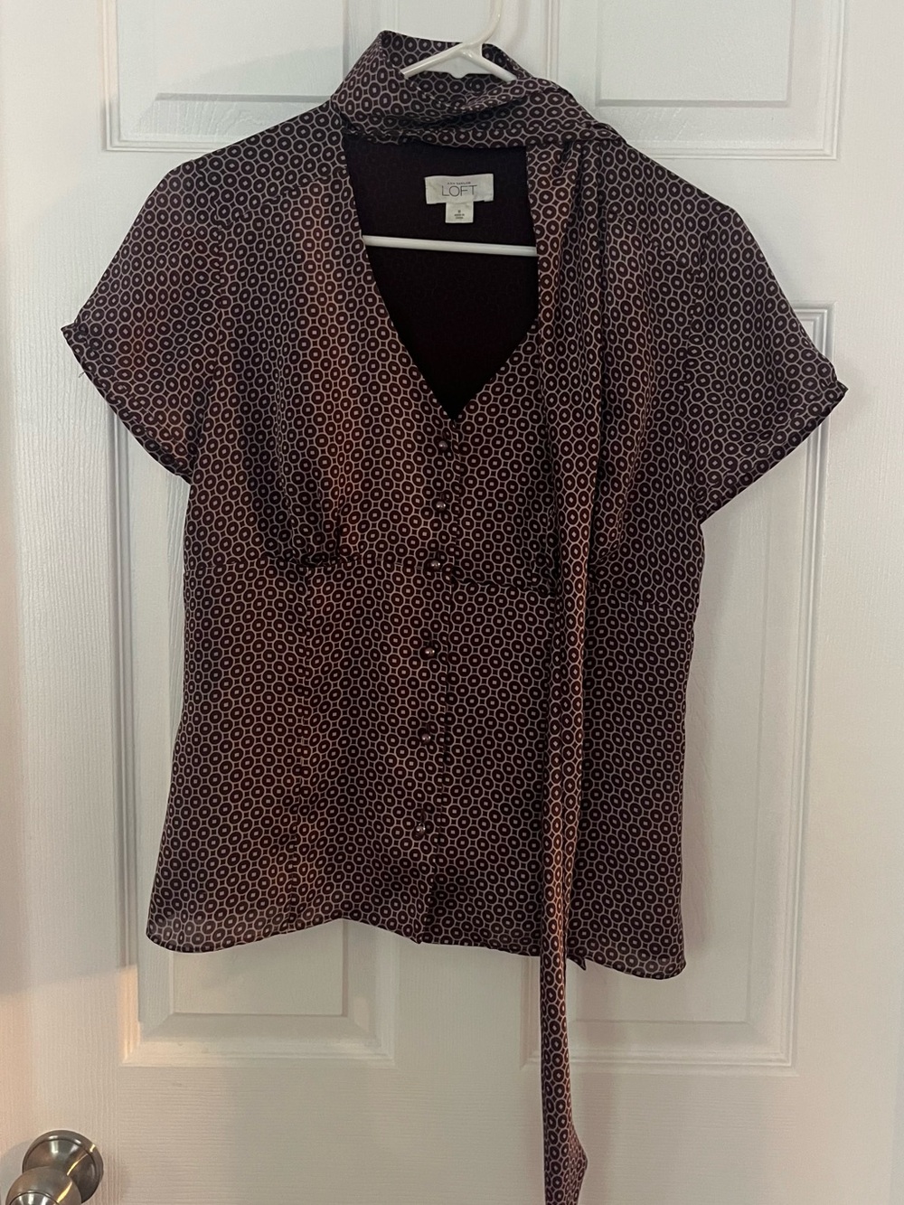LOFT Plum purple Y2K Neck Scarf Blouse